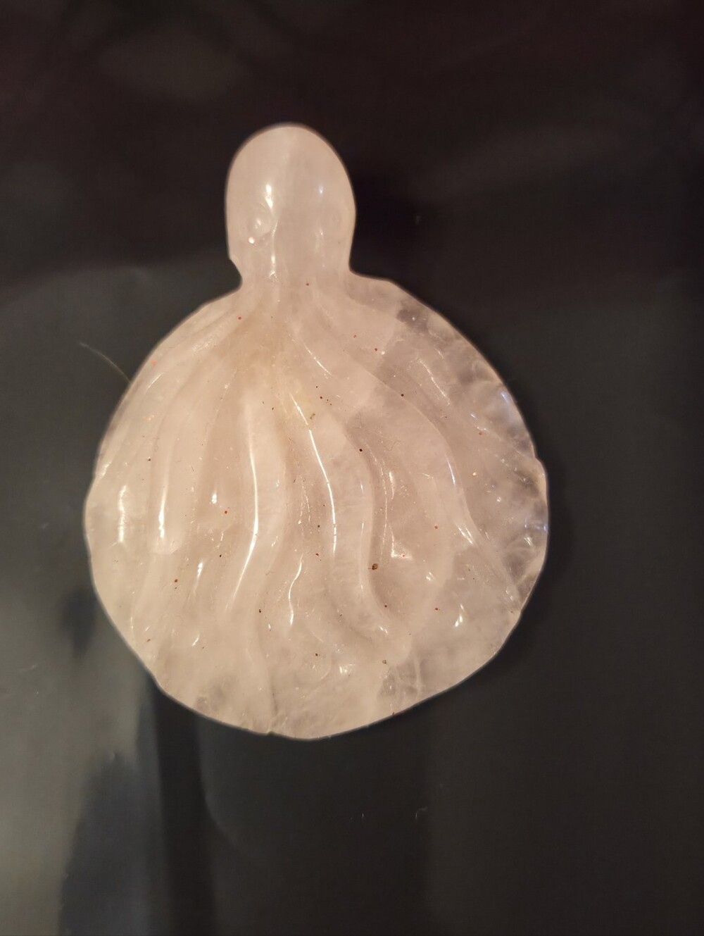 Carved Rose Quartz Octopus Crystal Figurine Palm Stone Healing Mineral